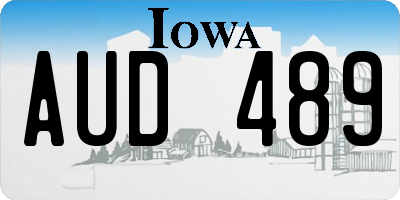 IA license plate AUD489