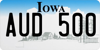 IA license plate AUD500
