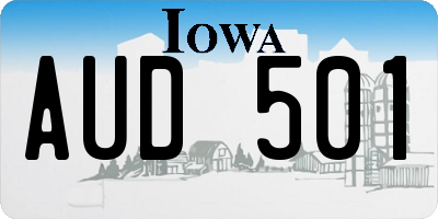 IA license plate AUD501