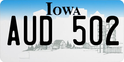 IA license plate AUD502
