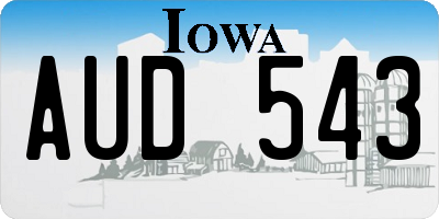 IA license plate AUD543