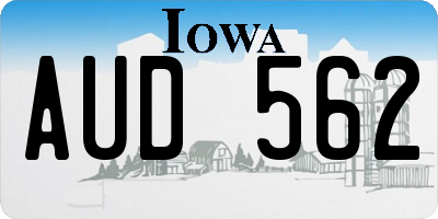 IA license plate AUD562