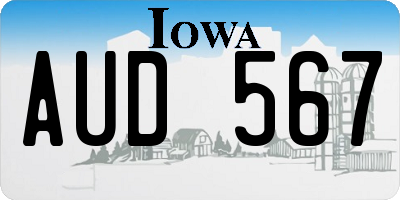 IA license plate AUD567