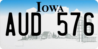 IA license plate AUD576