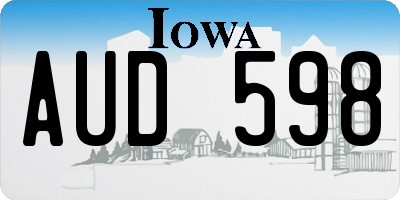 IA license plate AUD598