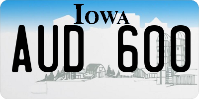 IA license plate AUD600