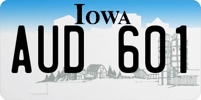 IA license plate AUD601