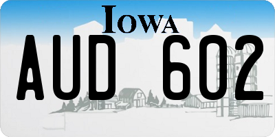 IA license plate AUD602