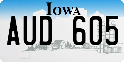 IA license plate AUD605