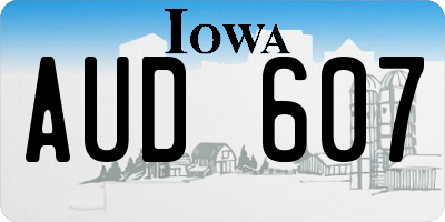 IA license plate AUD607