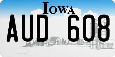 IA license plate AUD608