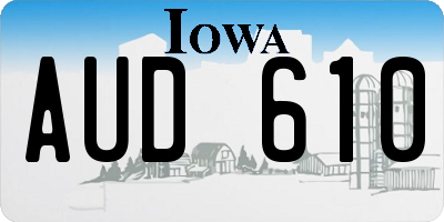IA license plate AUD610