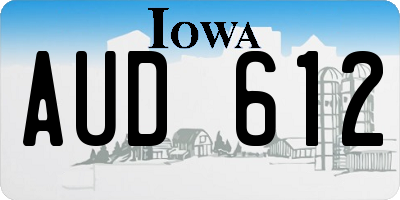 IA license plate AUD612