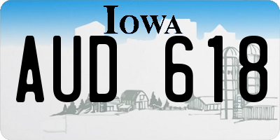 IA license plate AUD618