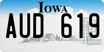 IA license plate AUD619