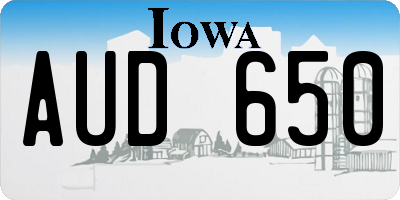IA license plate AUD650
