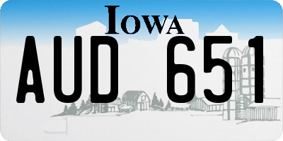 IA license plate AUD651