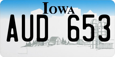 IA license plate AUD653