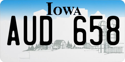 IA license plate AUD658