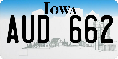 IA license plate AUD662