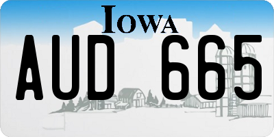 IA license plate AUD665
