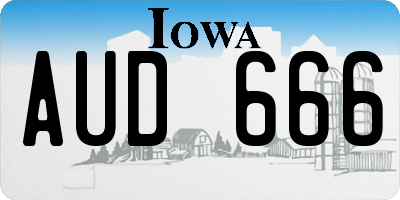 IA license plate AUD666
