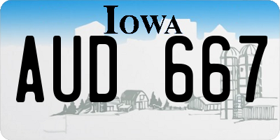 IA license plate AUD667