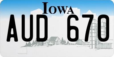 IA license plate AUD670