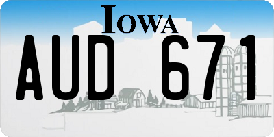 IA license plate AUD671