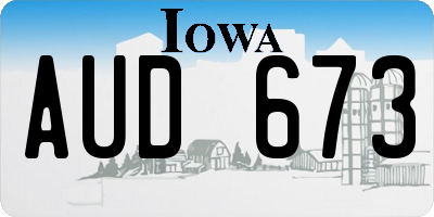 IA license plate AUD673