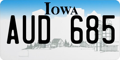 IA license plate AUD685