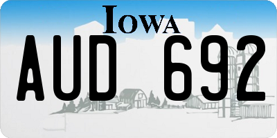 IA license plate AUD692