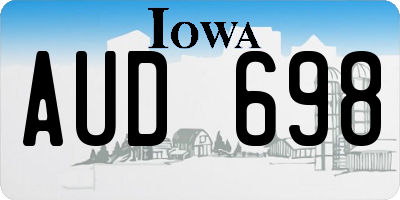 IA license plate AUD698