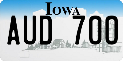 IA license plate AUD700