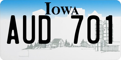 IA license plate AUD701