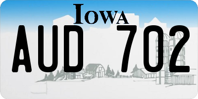 IA license plate AUD702