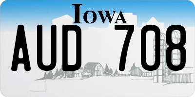 IA license plate AUD708