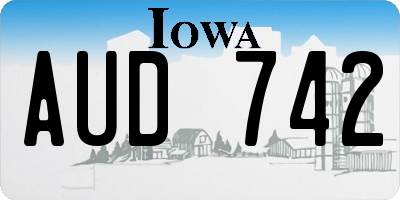 IA license plate AUD742