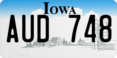IA license plate AUD748