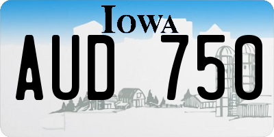IA license plate AUD750