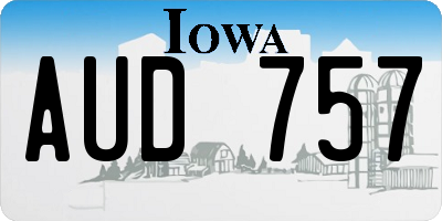 IA license plate AUD757