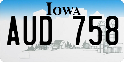IA license plate AUD758