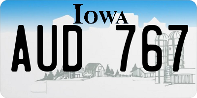 IA license plate AUD767