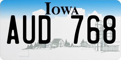 IA license plate AUD768