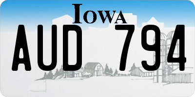 IA license plate AUD794
