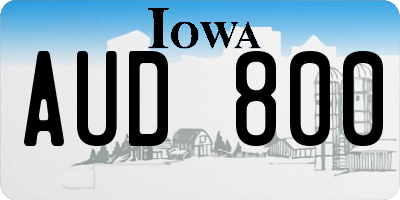 IA license plate AUD800