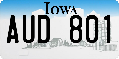 IA license plate AUD801