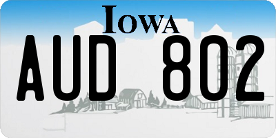 IA license plate AUD802