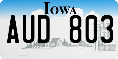 IA license plate AUD803