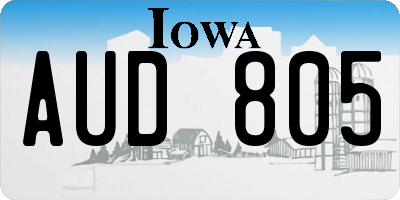 IA license plate AUD805